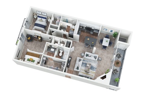 Floor plan for 2 beds, 2 baths, 1242 sqft